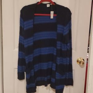 NWT Gap long open blue striped cardigan